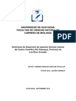 Síndromes de Dispersión de Especies Leñosas Nativas Del Centro Científico Río Palenque, Provincia de Los Ríos, Ecuador