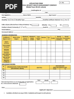 Application Form Punjab Social Security Health Management Company (Model Town 30-E/3, Lahore)