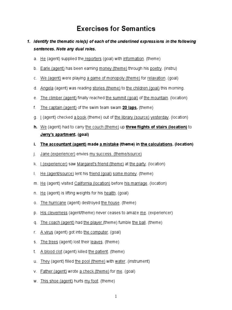Semantics Exercises and Answers | PDF | Recreational Vehicle | Land ...