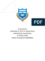 Econometrics Submitted To: Prof. Dr. Salman Rizavi Submitted By: Areej Fatima M. PHIL21-HC05 Hailey College of Commerce