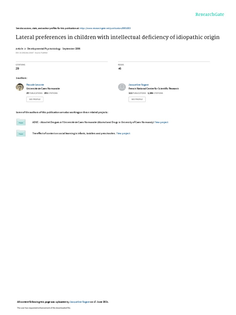 Lateral Preferences in Children ... | PDF