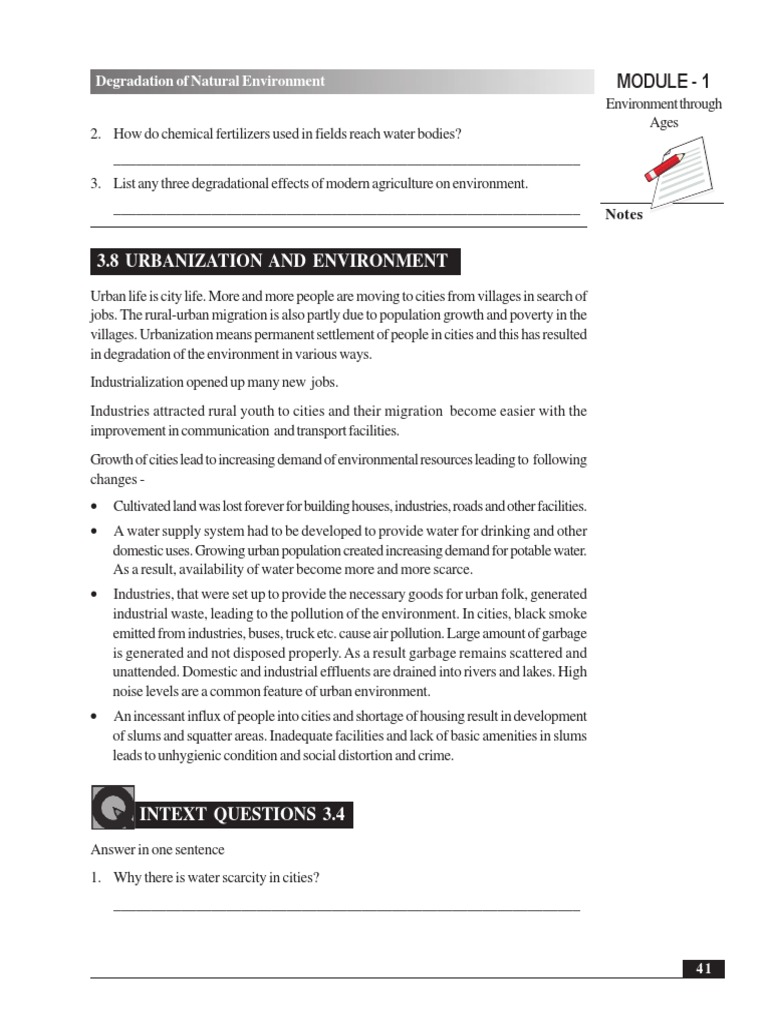 3.8 Urbanization and Environment: Module - 1 | PDF | Eutrophication | Soil