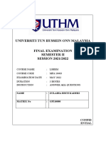Universiti Tun Hussein Onn Malaysia Final Examination Semester Ii SESSION 2021/2022