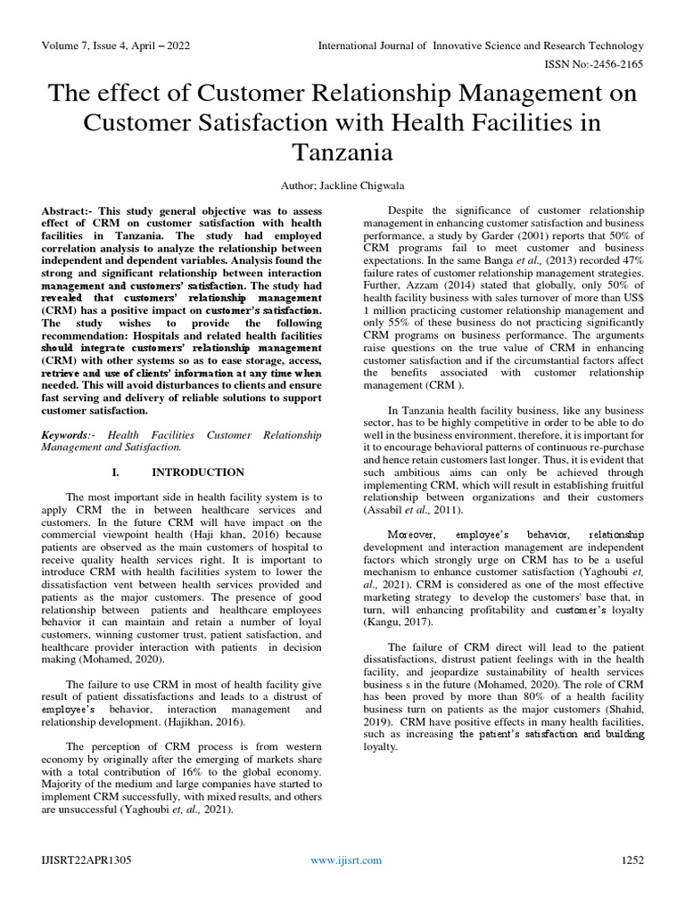 The Effect of Customer Relationship Management On Customer Satisfaction ...