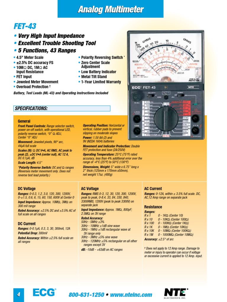 FET-43 Analog Multimeter Overview | PDF | Switch | Electromagnetism
