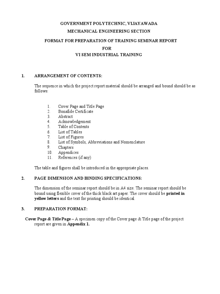 Seminar Report Format for Mechanical Engineering | PDF | Times New ...