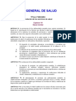 Ley General de Salud: Título Tercero Prestación de Los Servicios de Salud