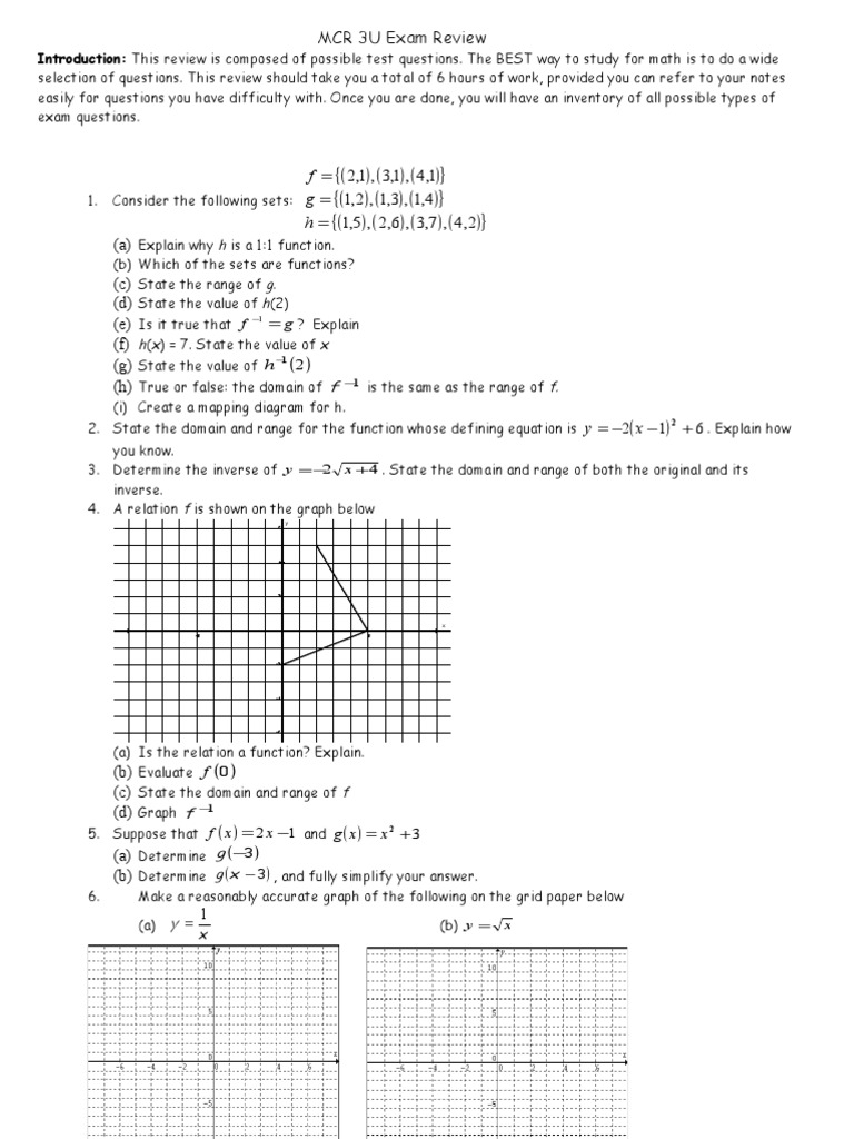 MCR 3U Math Exam Review Guide | PDF | Trigonometric Functions | Interest