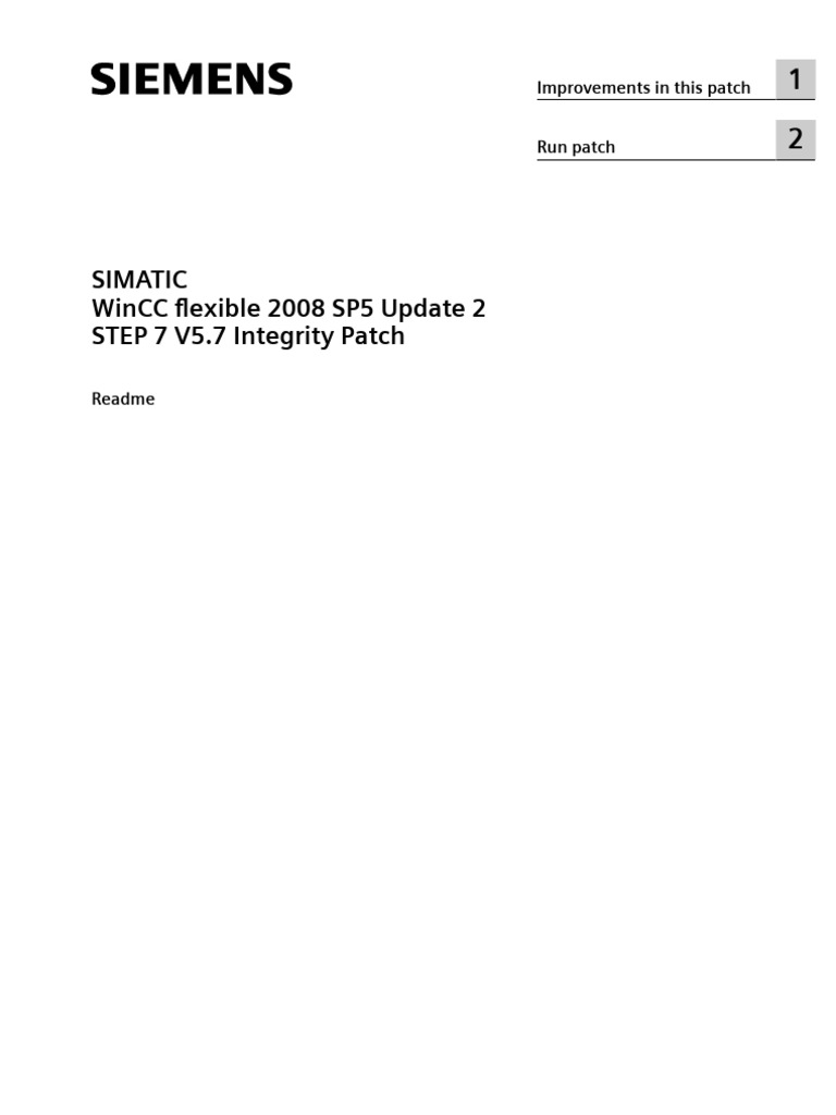 WinCC Flexible 2008 SP5 Update 2 STEP7 V5 7 Integrity Patch enUS | PDF ...