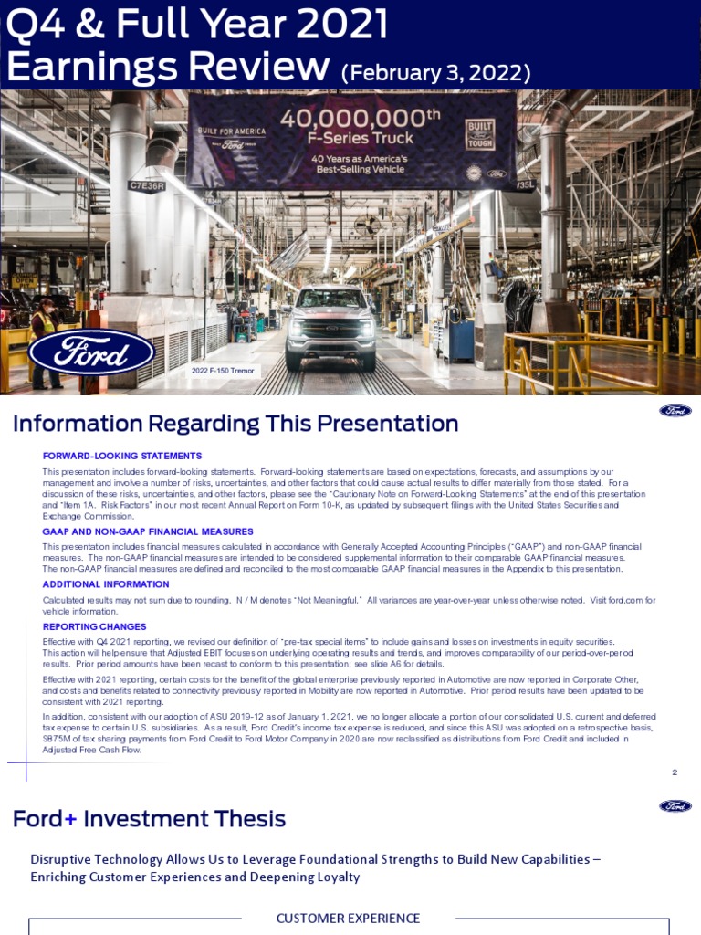 G. Ford Motor Company 2021 Q4 and FY Earnings Review 20220203 PDF