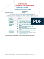 Graduate Teacher Professional Learning Plan: EDFD452/462 Transition Into The Profession