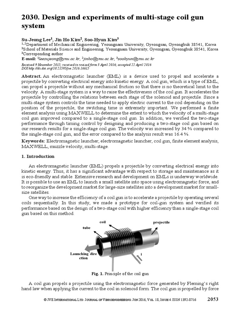 Design and Experiments of MultiStage Coil Gun System Leesujeongynu
