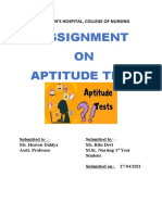 Assignment ON Aptitude Test: St. Stephen'S Hospital, College of Nursing