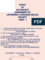 Topics OF Als Project (Assessment of Listenning & Speaking Skills) Project Term - I