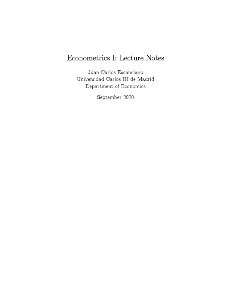 Econometrics I Lecture Notes Overview | PDF | Probability Distribution ...