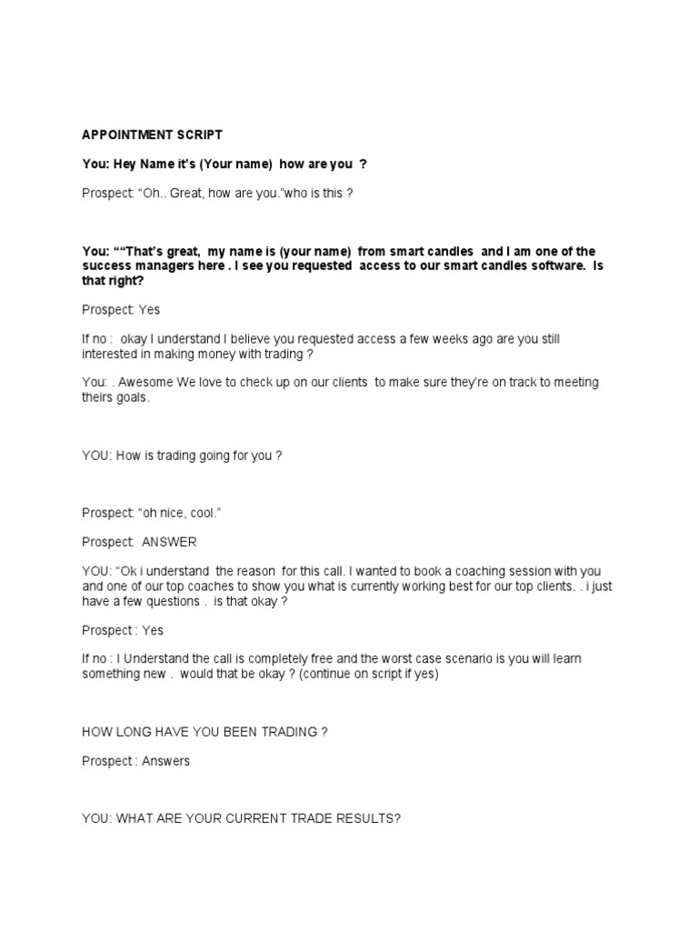 Smart Candles Appointment Script | PDF | Self-Improvement