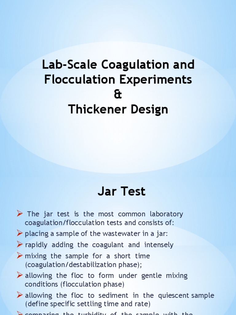 3 Jar Test and Thickener Design PDF Chemistry Water Pollution