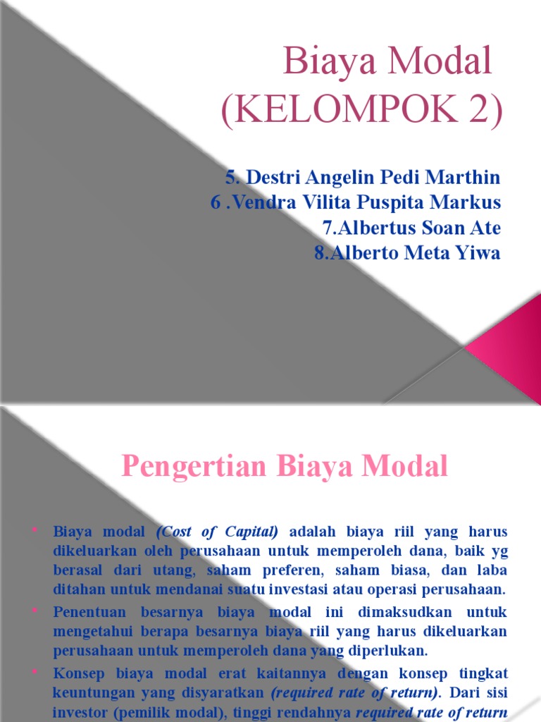 Pengertian dan Contoh Biaya Modal | PDF