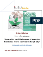 Guía Didáctica Curso Online - Desarrollar Habilidades para El Bienestar. Resiliencia Frente A Adversidades (III Edición) (Julio 2021)