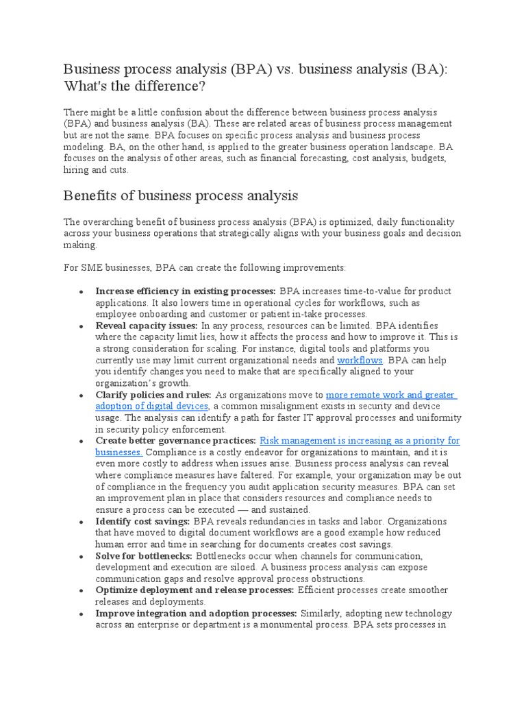 Business Process Analysis Explained | PDF | Business Process ...