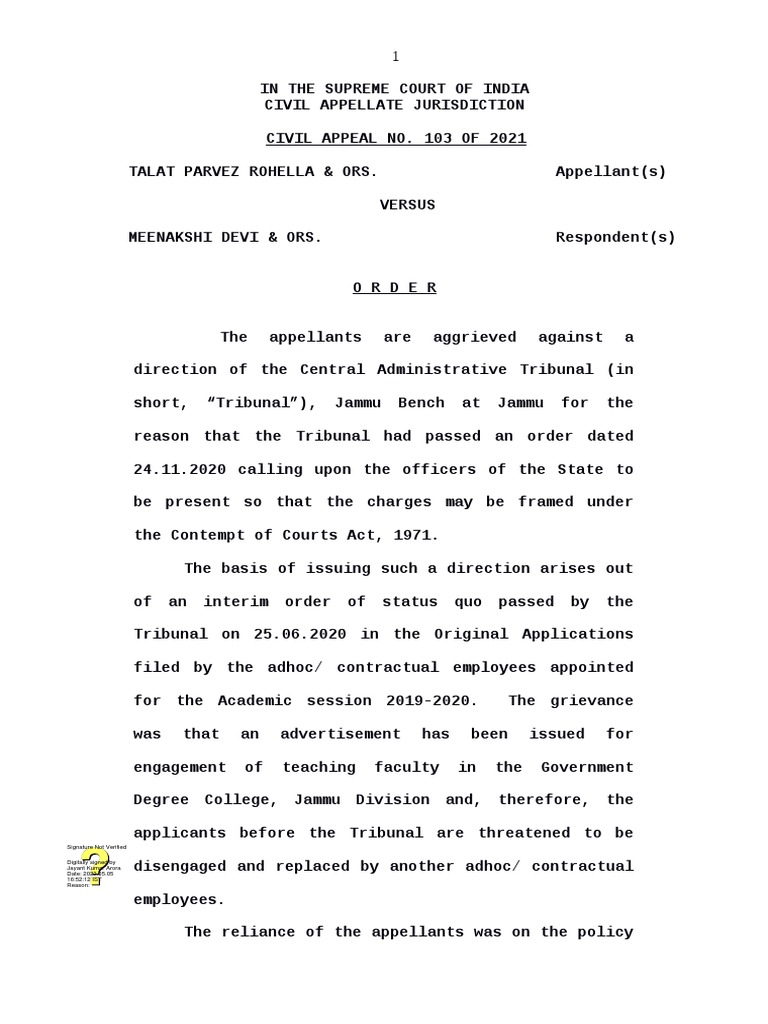 Supreme Court Ruling on Adhoc Employees | PDF | Tribunal | Appeal