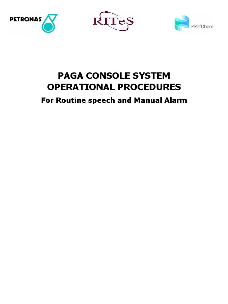 PAGA Console System Procedures | PDF | Equipment | Manufactured Goods