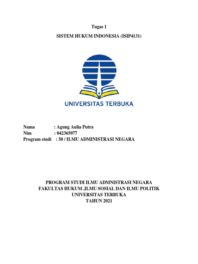 Tugas 1 Sistem Hukum Indonesia Ut Pdf