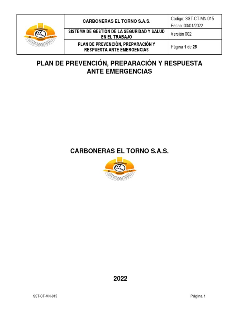 Plan de Emergencias y Contingencias 2022 | PDF | Valores | Emergencia