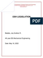 Osh Legislation: Balabis, Joe Andrian R