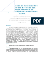 Determinacion de La Cantidad de Cobre en Una Disolucion Con Amoniaco Por Medio de Espectroscopia de Absorcion UV Visible