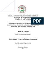 Tesis de Grado: Escuela Superior Politécnica de Chimborazo Facultad de Salud Pública Escuela de Gastronomía