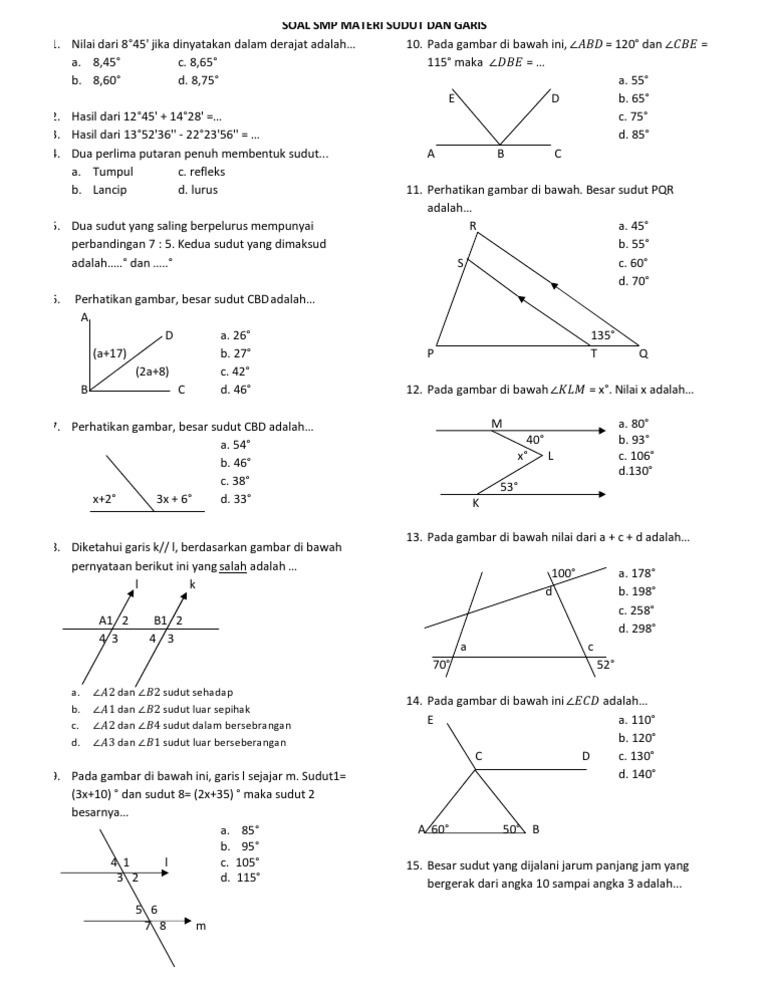 Soal Matematika Sudut Aplikasi Smu Kelas 11