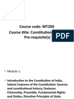 Course Code: MT204 Course Title: Constitution of India Pre-Requisite(s)
