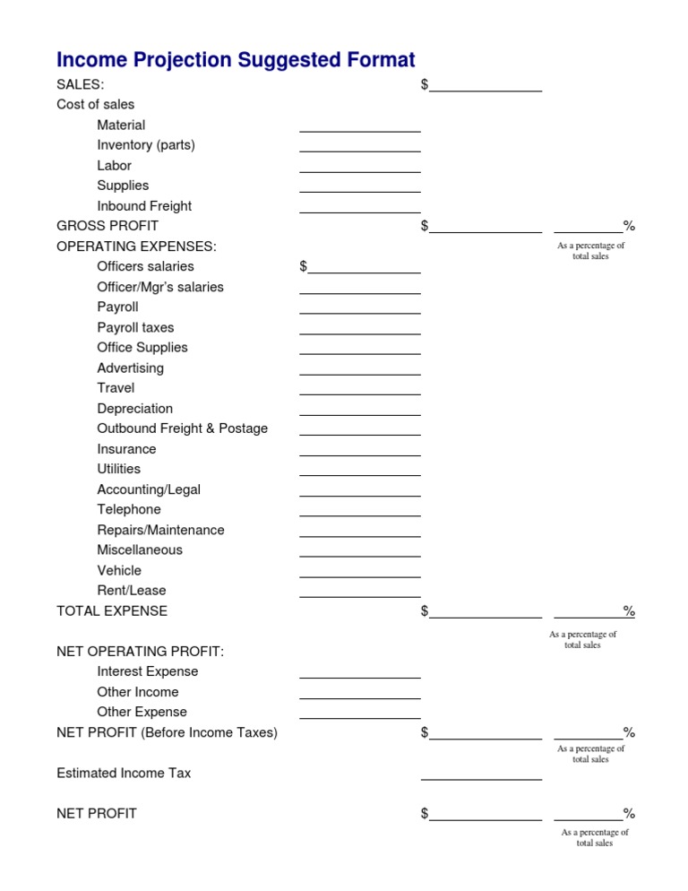 Income Projection Template Guide | PDF