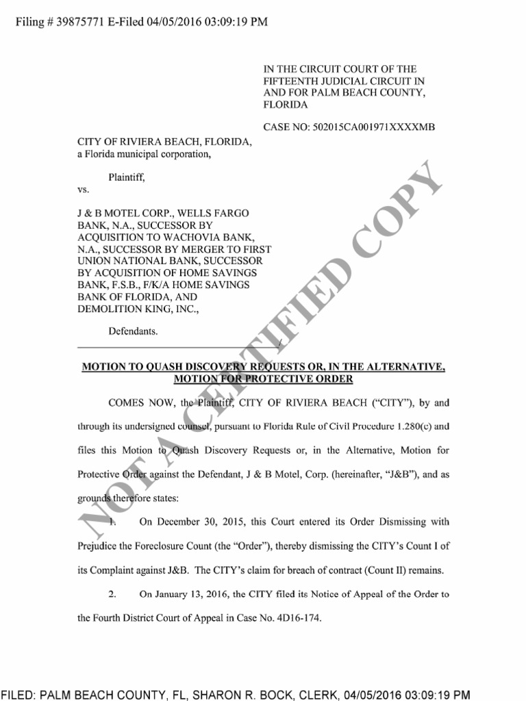Motion to quash discovery protective order pdf