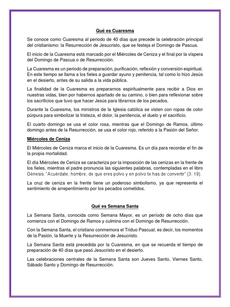 Significado y Tradiciones de Cuaresma y Semana Santa | PDF | Pascua de ...