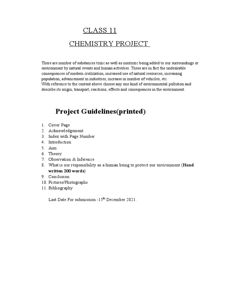 Class 11 Environmental Chemistry Project | PDF