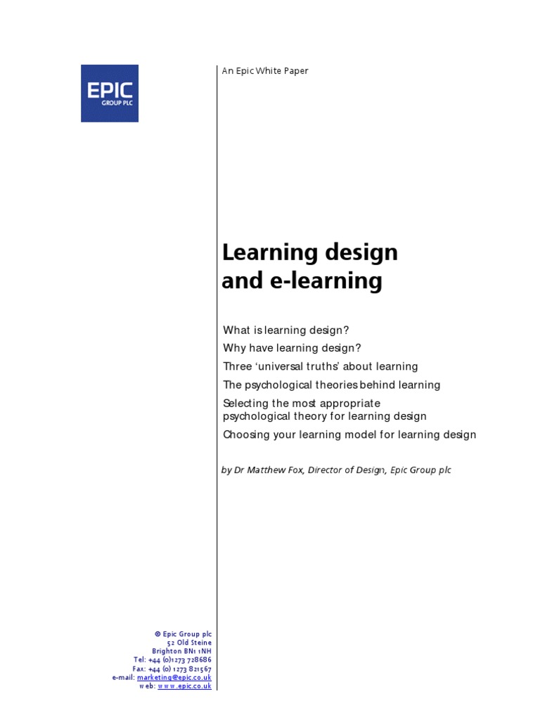 Epic WHTP Learning Design | PDF | Instructional Design | Constructivism ...