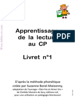 Apprentissage de La Lecture Au CP Livret N°1: D'après La Méthode Phonétique Créée Par Suzanne Borel-Maisonny