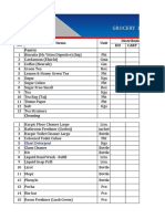 Grocery List: Items Unit Distribution HO Cart Pantry Sr. No