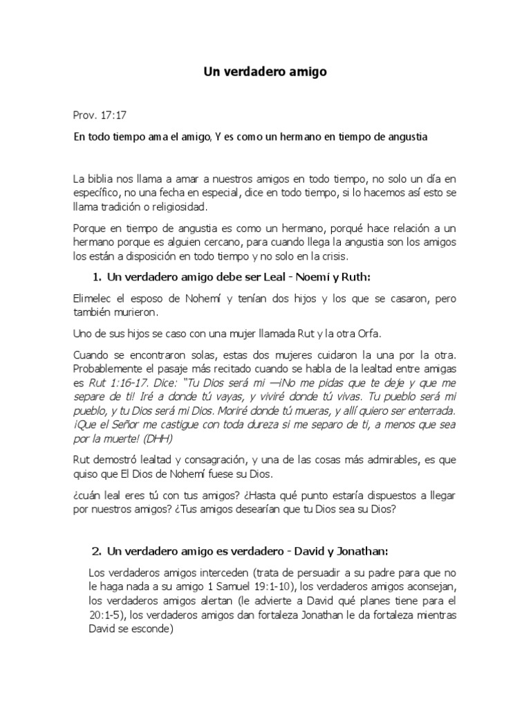 Un Verdadero Amigo | PDF | David | Jesús