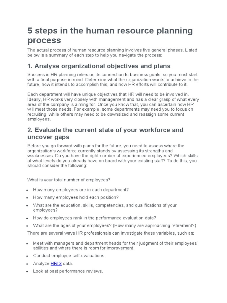5 Steps in The Human Resource Planning Process | PDF | Human Resource