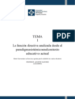 TEMA 1. La Función Directiva Analizada Desde El Paradigma Sistémico en El Contexto Educativo Actual.