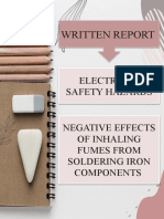 Written Report: Electrical Safety Hazards Negative Effects of Inhaling Fumes From Soldering Iron Components