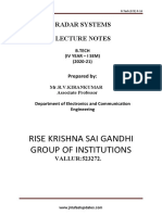 Rise Krishna Sai Gandhi Group of Institutions: Radar Systems Lecture Notes
