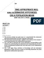 Formulating Appropriate Null and Alternative Hypotheses On A Population Mean
