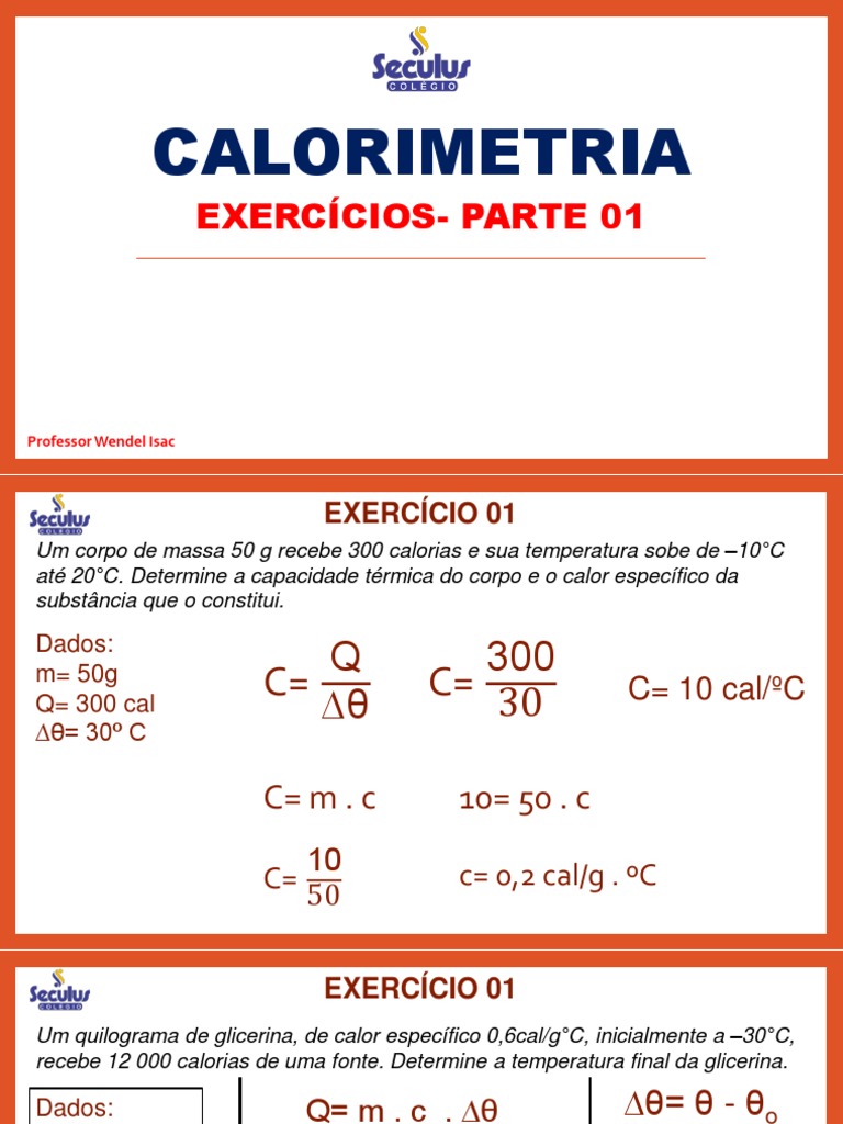 Calorimetria Calor Latente Exercícios Vídeo 02 Aula 07 05 | PDF ...