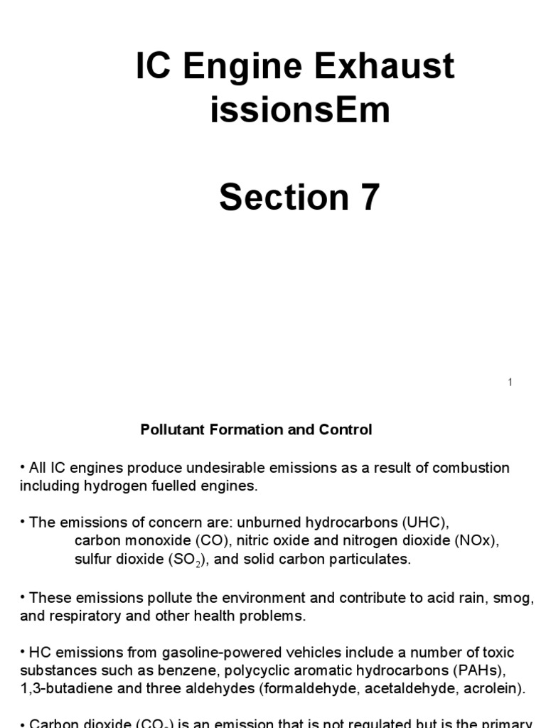 IC Engine Emissions: Formation & Control | PDF | Exhaust Gas | Combustion