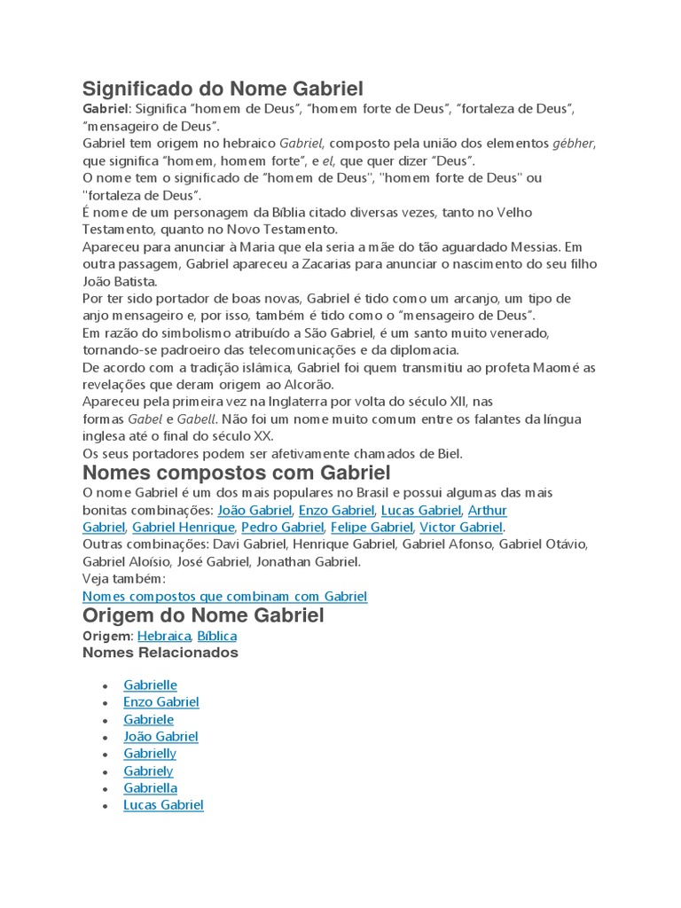 Significado Do Nome Gabriel | PDF | Gabriel