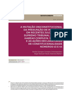 13  ARTIGO A MUTAÇÃO (IN)CONSTITUCIONAL DA PRESUNÇÃO DE INOCÊNCIA EM RECENTES JULGADO S DO SUPREMO TRIBUNAL FEDERAL- HABEAS CO RPUS N. 126.292:SP E AS AÇÕES DECLARATÓRIAS DE CONSTITUCIONALIDADE NÚMEROS 43 E 44